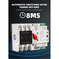 Comutator de transfer automat 3P 3 faze cu șină Din ATS cu alimentare dublă, SINOTIMER, comutator selector electric, 125A